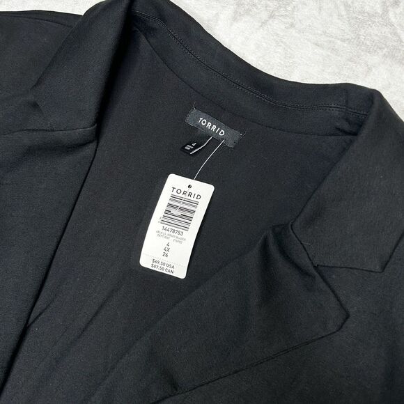 torrid Jackets & Blazers - Torrid Womens 4X Black Jersey‎ Knit 3/4 Roll Tab Sleeve Blazer Open Front NWT
